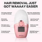 Mave hair removal device with features listed on a white background